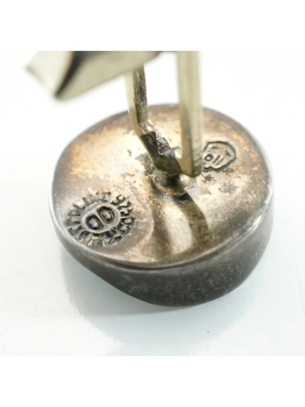 Vintage Taxco Sterling Silver Abalone Inlay Round Cufflinks Mexico
